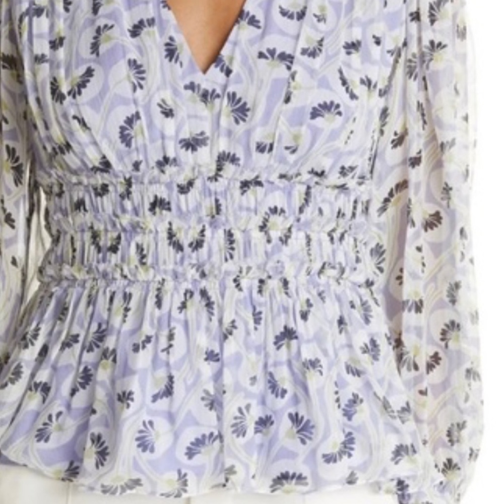 Rebecca Taylor Lavender and Black Floral Blouse